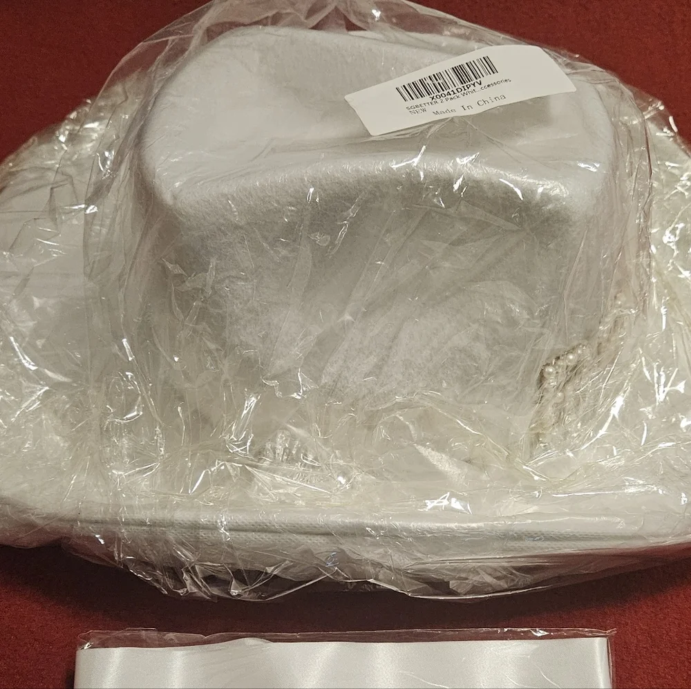 NEW 2 Pack White Bride Cowgirl Hat w/ Veil - Picture 12 of 13